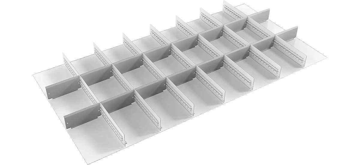 Cajón Treston, 7 separadores y 16 paneles centrales, ancho 1300 mm, para serie 130 con alto 100 mm