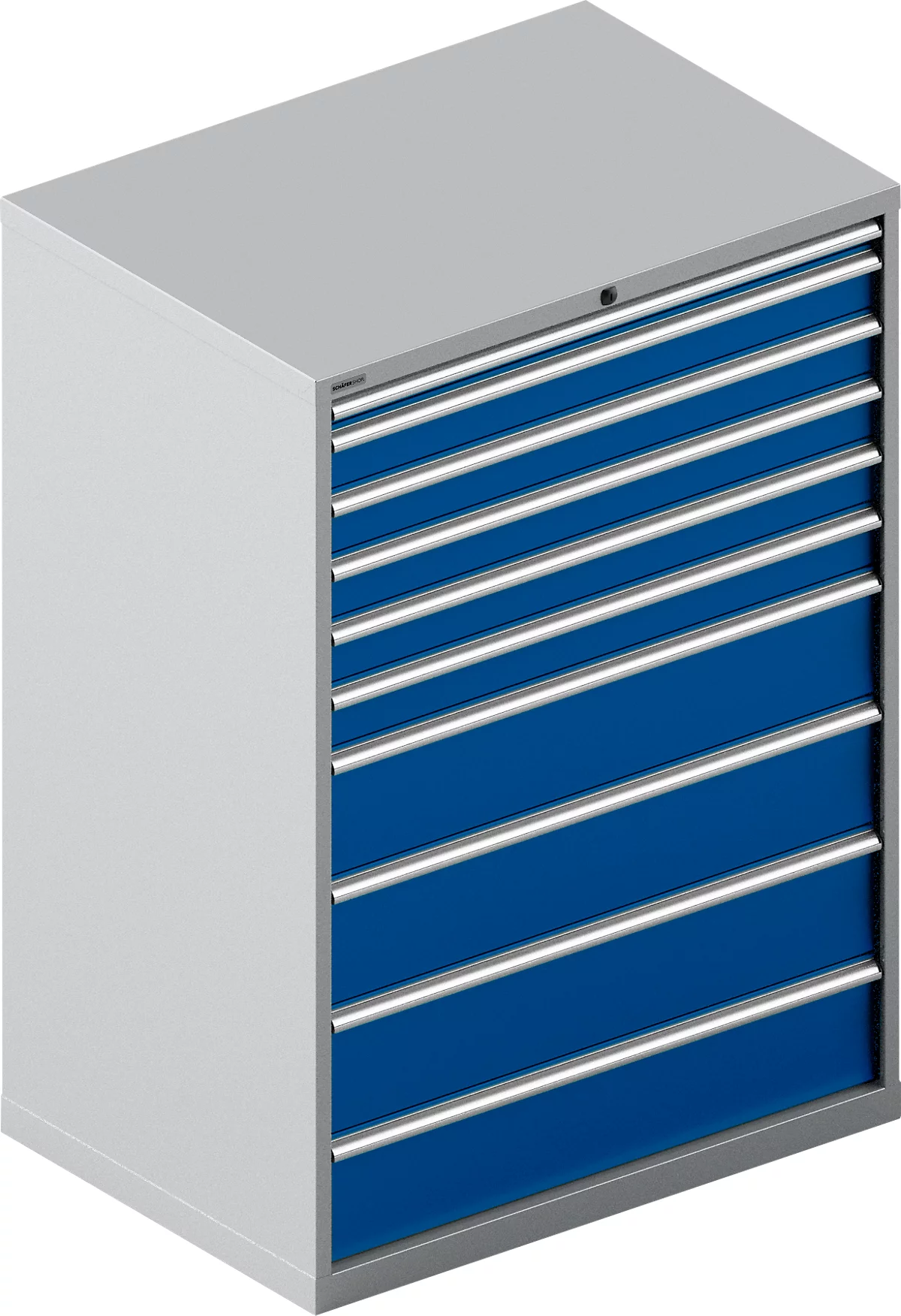 Cajonera Schäfer Shop Select WSK 54-36, acero, 10 cajones, hasta 200 kg, ancho 1023 x fondo 725 x alto 1450 mm, aluminio blanco/azul marino