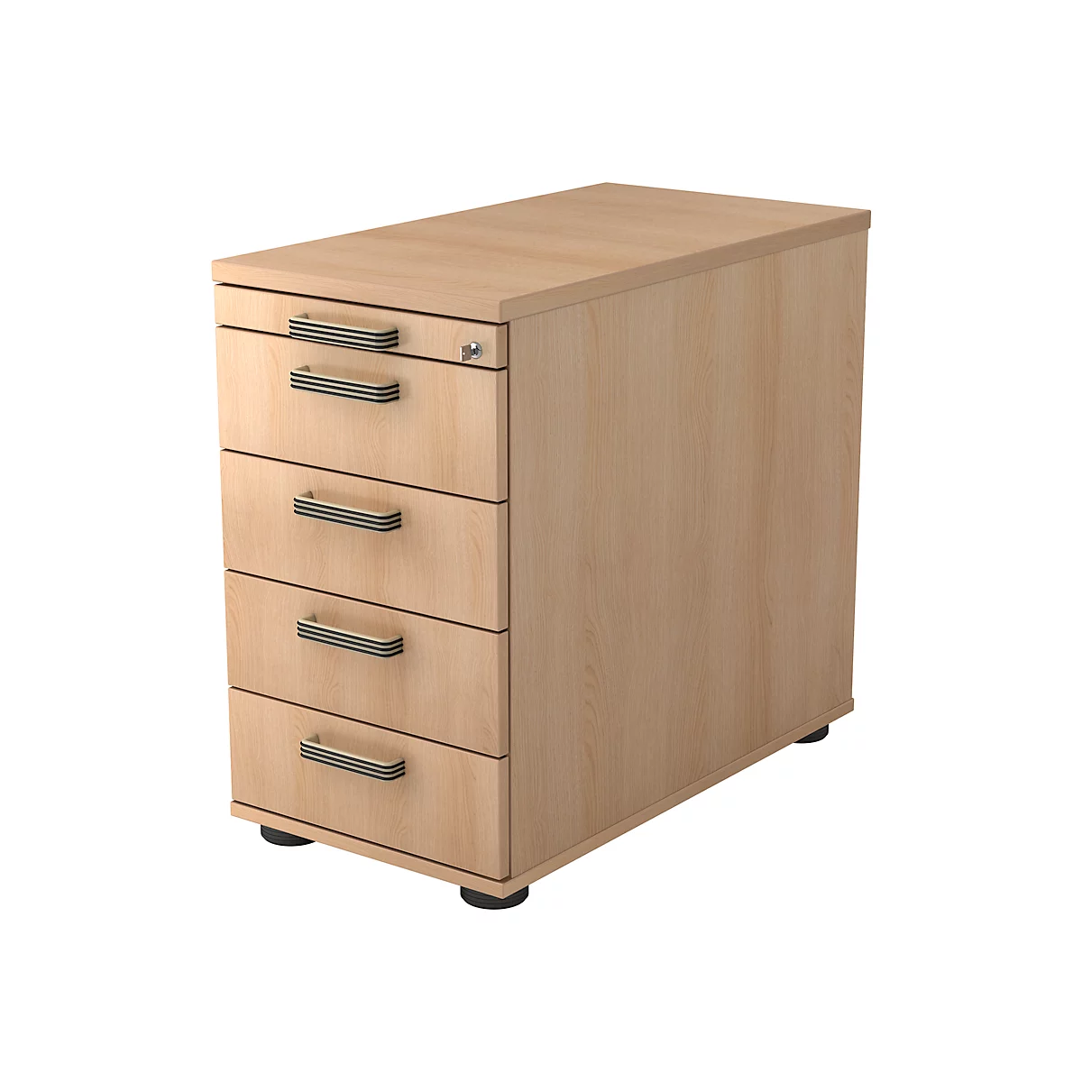 Cajonera TOPAS LINE, 4 cajones, 1 cajón para utensilios, con cerradura, anchura 428 x profundidad 800 x altura 720-760 mm, decoración en roble/decoración en roble