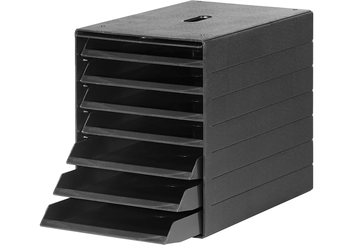 Cajones de escritorio Idealbox Plus, 7 cajones, DIN C4, plástico, negro