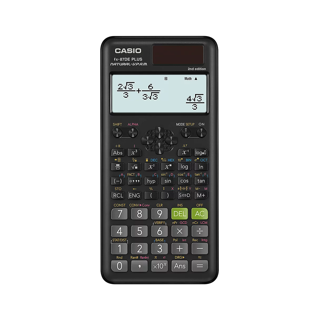 Calculadora científica de bolsillo CASIO FX-87DE Plus 2nd Edition, 502 funciones, 9 memorias de variables