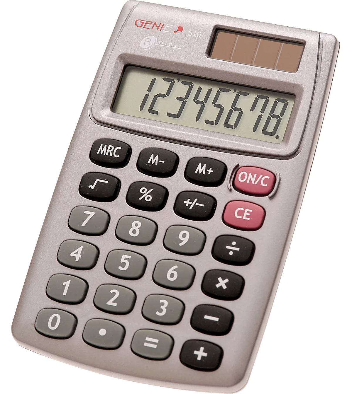 Calculadora de bolsillo Genie 510, con pantalla de 8 dígitos, alimentado con batería y solar