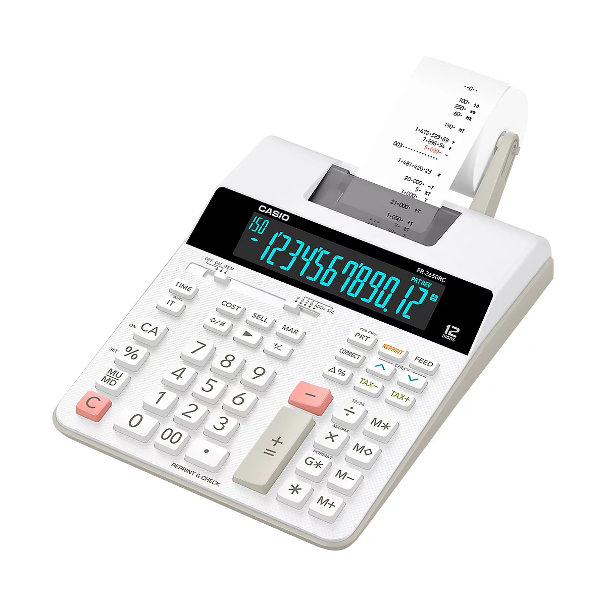 Calculadora de mesa Casio FR-2650RC, función de impresión, pantalla de 12 dígitos, memoria de 4 teclas