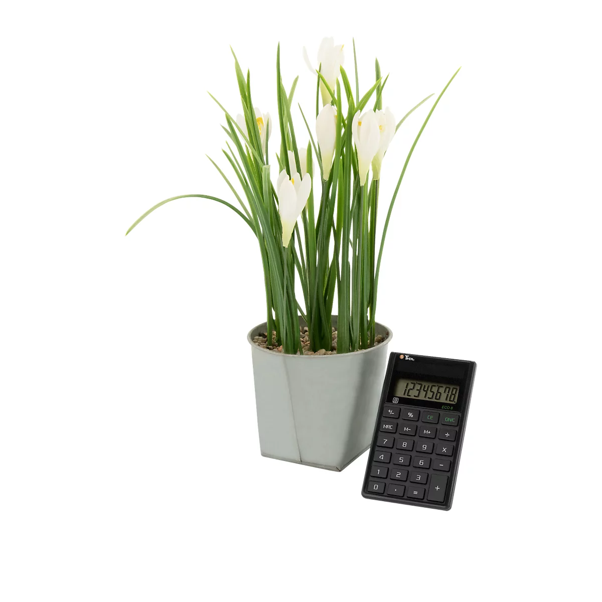 Calculadora de mesa Twen Eco 8, alimentación solar, pantalla de 8 dígitos, 37 g, cambio de signo, 1 memoria