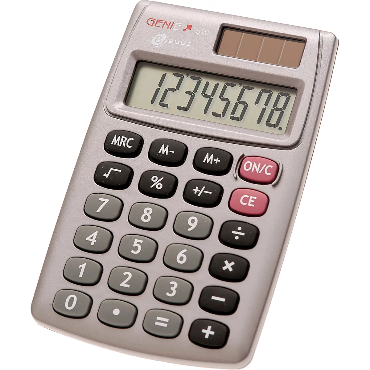 Calculatrice de bureau Genie 510, avec écran à 8 chiffres, fonctionnement à l'énergie solaire et piles