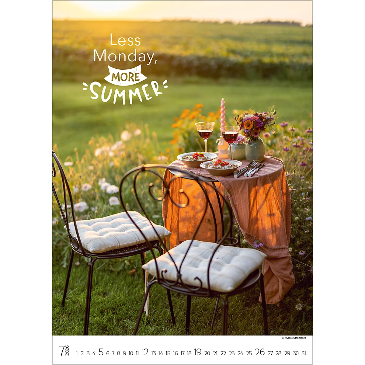 Calendrier illustré Korsch Seasons 2026, avec motifs photographiques, illustrations et éléments de décoration, L 300 x H 420 mm, papier