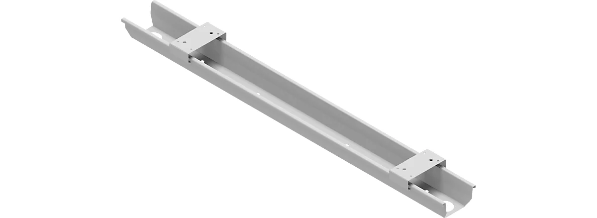 Canal para cables Schäfer Shop Genius, de acero, fijación horizontal, abatible, para ancho de mesa de 800 mm, aluminio blanco