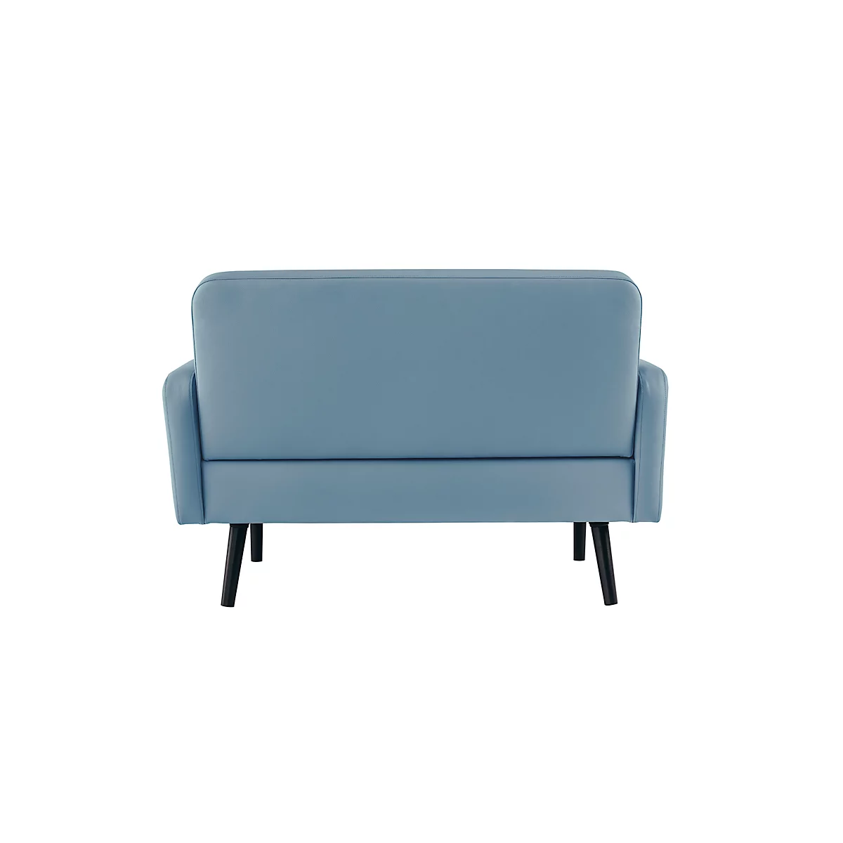Canapé deux places meet® by Paperflow LISBOA, revêtement en similicuir bleu résistant aux désinfectants, piétement noir, L 1240 x P 815 x H 830 mm