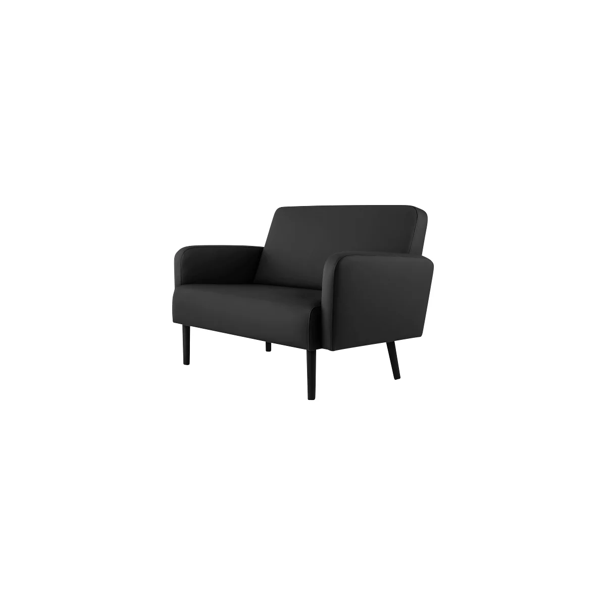 Canapé deux places meet® by Paperflow LISBOA, revêtement en similicuir noir résistant aux désinfectants, piétement noir, L 1240 x P 815 x H 830 mm
