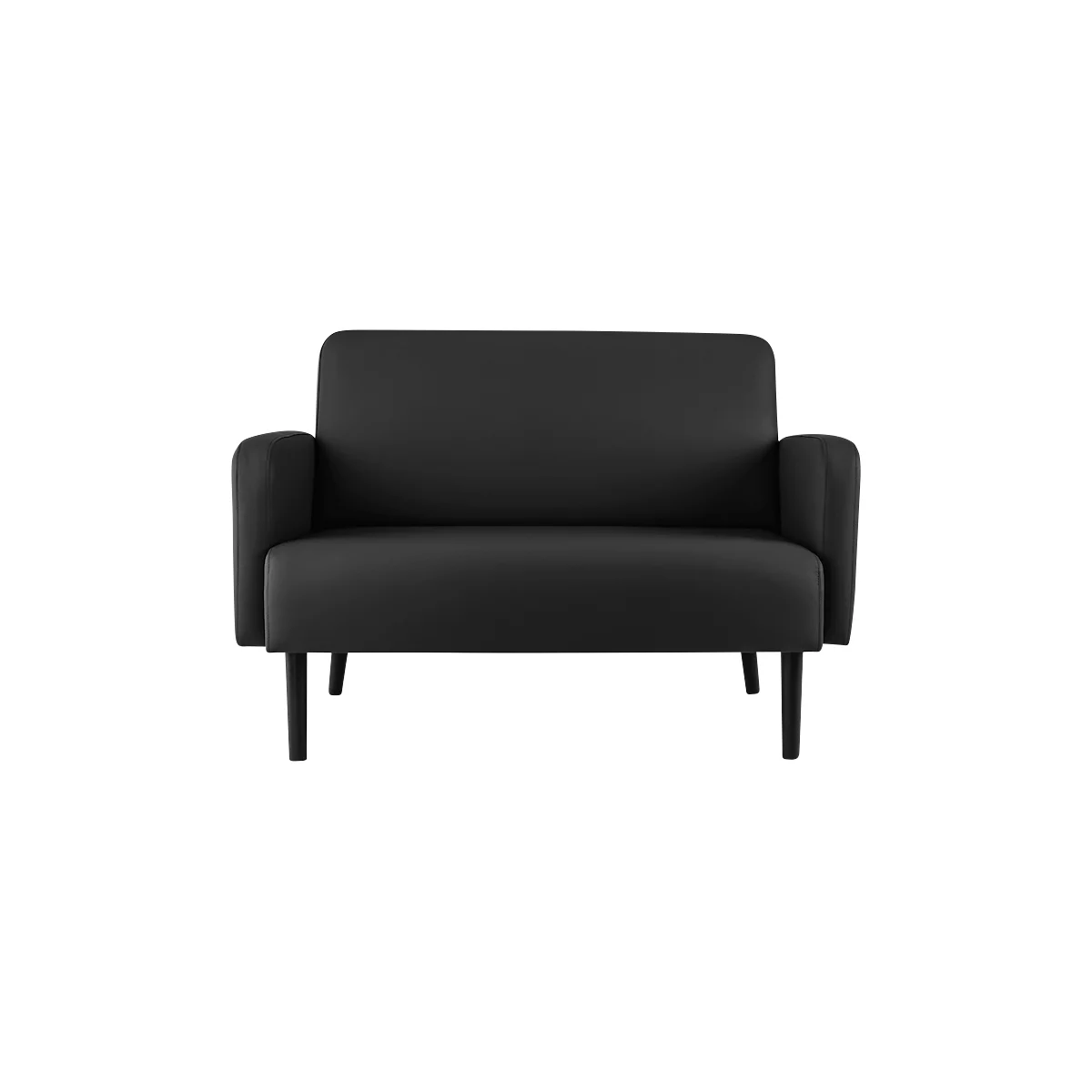 Canapé deux places meet® by Paperflow LISBOA, revêtement en similicuir noir résistant aux désinfectants, piétement noir, L 1240 x P 815 x H 830 mm