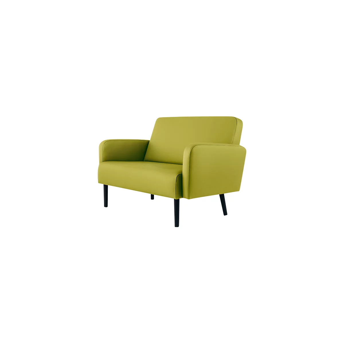 Canapé deux places meet® by Paperflow LISBOA, revêtement en similicuir vert résistant aux désinfectants, piétement noir, L 1240 x P 815 x H 830 mm