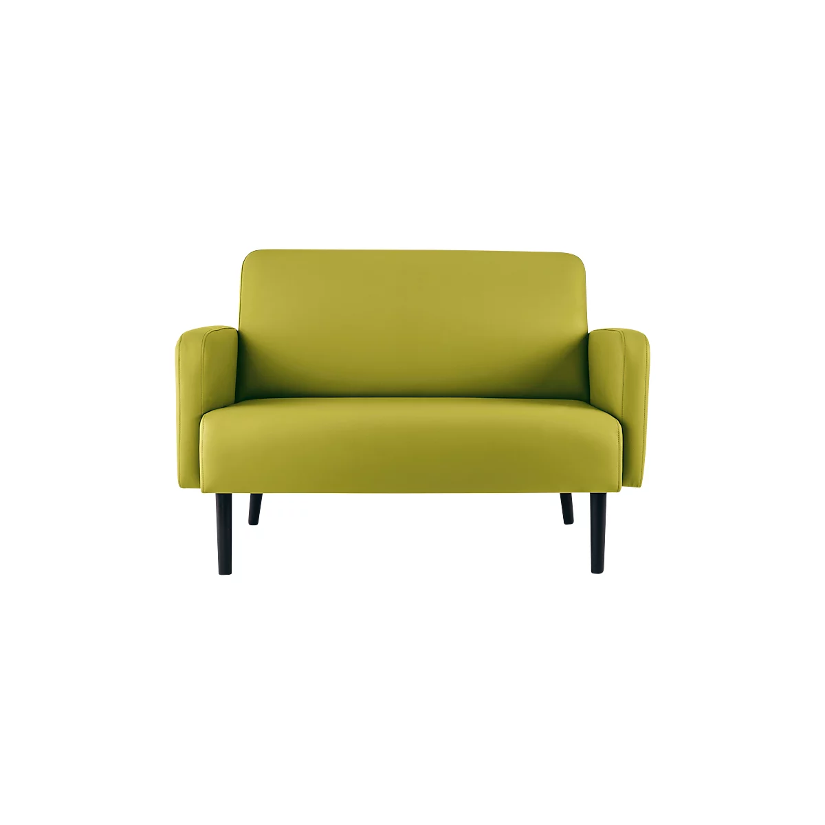 Canapé deux places meet® by Paperflow LISBOA, revêtement en similicuir vert résistant aux désinfectants, piétement noir, L 1240 x P 815 x H 830 mm