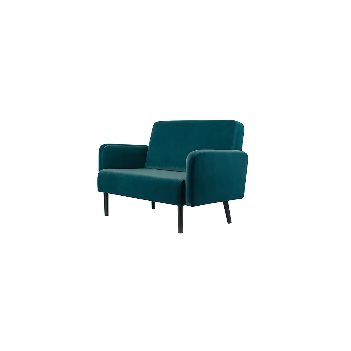 Canapé deux places meet® by Paperflow LISBOA, revêtement velours vert, piétement noir, L 1240 x P 815 x H 830 mm