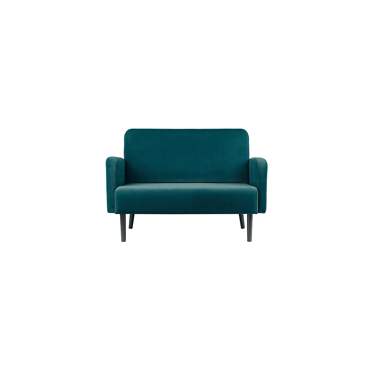 Canapé deux places meet® by Paperflow LISBOA, revêtement velours vert, piétement noir, L 1240 x P 815 x H 830 mm