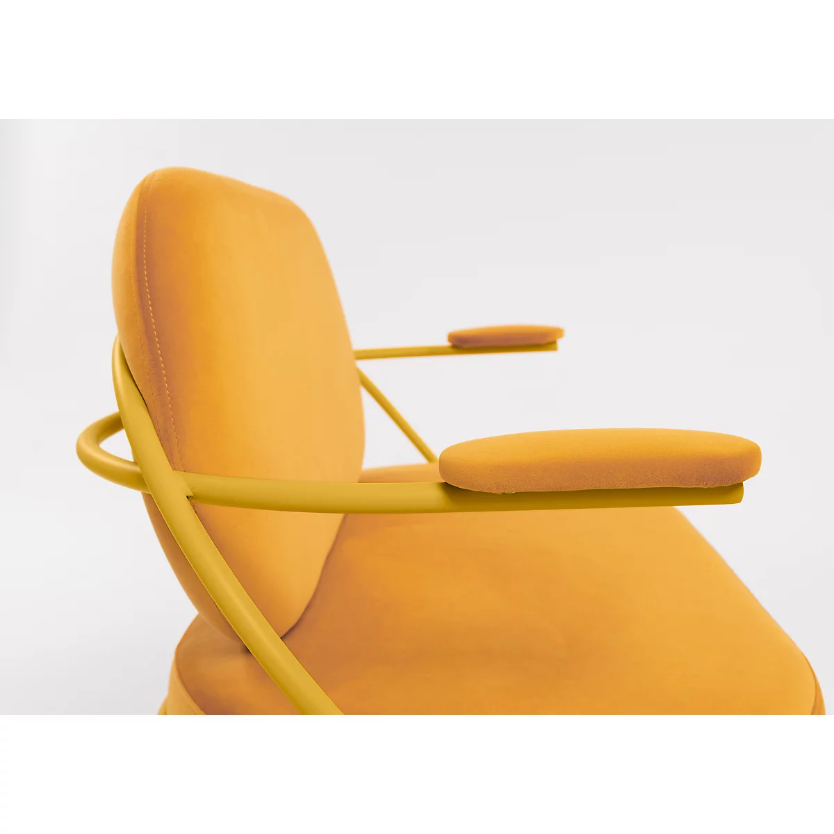 Canapé deux places Meet by Paperflow Saturne, avec accoudoirs, L 1180 x P 730 x H 880 mm, tube acier, velours, safran/safran