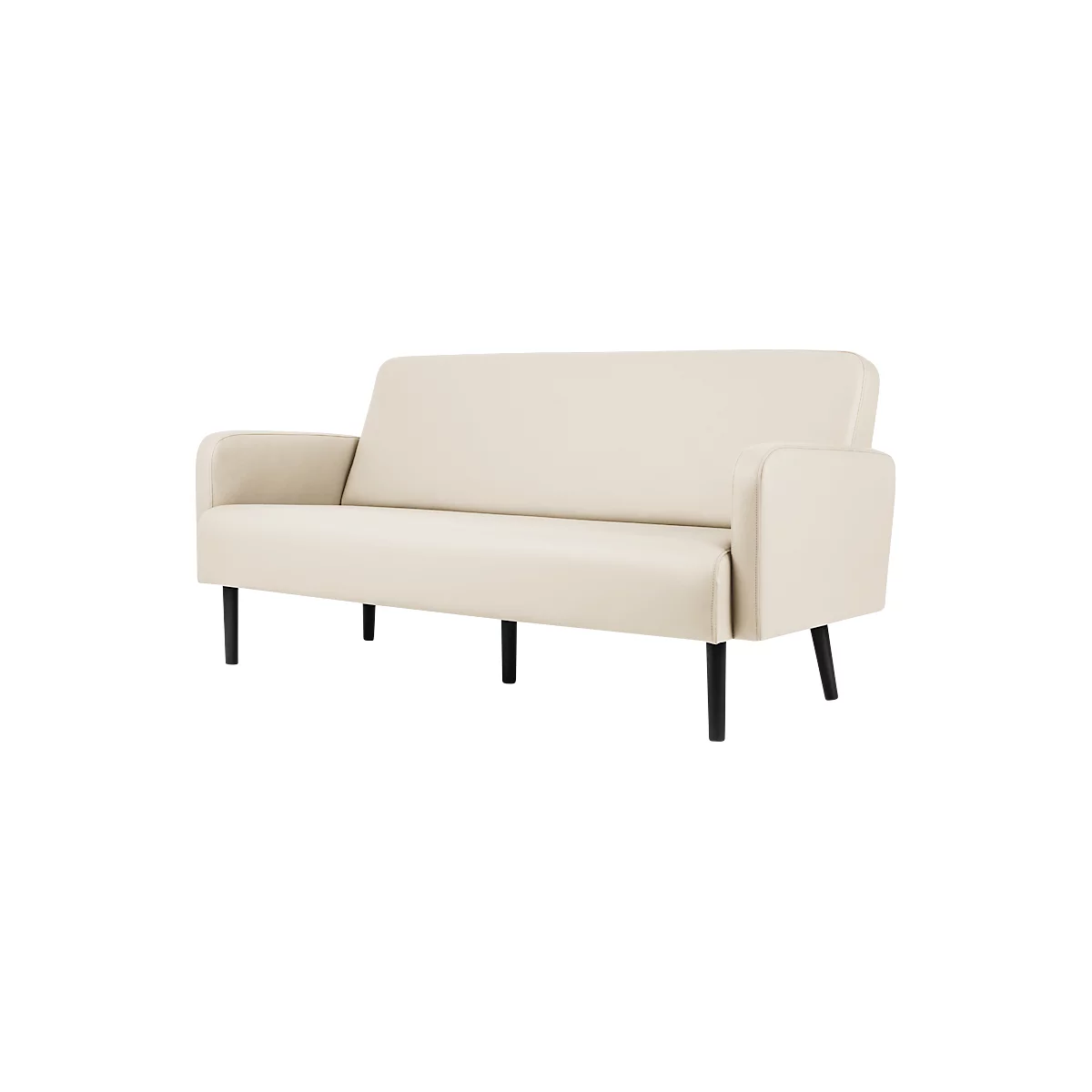 Canapé trois places meet® by Paperflow LISBOA, revêtement en similicuir blanc résistant aux désinfectants, piétement noir, L 1760 x P 815 x H 830 mm