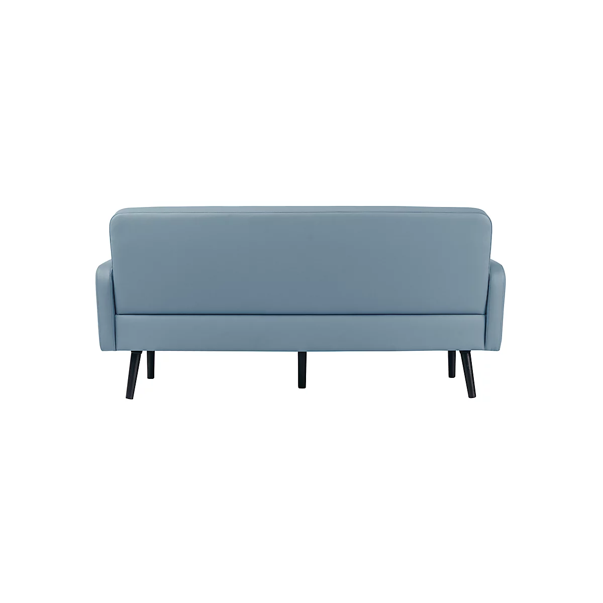 Canapé trois places meet® by Paperflow LISBOA, revêtement en similicuir bleu résistant aux désinfectants, piétement noir, L 1590 x P 550 x H 430 mm