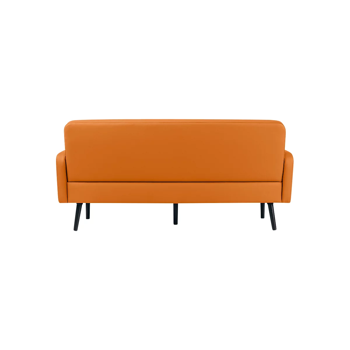 Canapé trois places meet® by Paperflow LISBOA, revêtement en similicuir orange résistant aux désinfectants, piétement noir, L 1590 x P 550 x H 430 mm