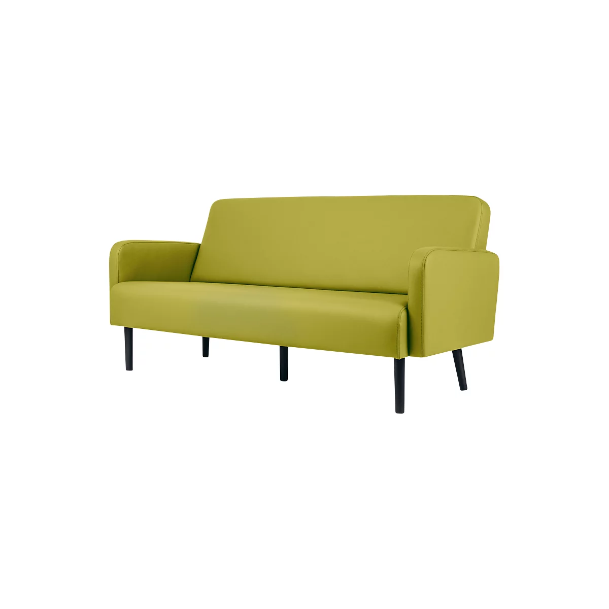 Canapé trois places meet® by Paperflow LISBOA, revêtement en similicuir vert résistant aux désinfectants, piétement noir, L 1760 x P 815 x H 830 mm
