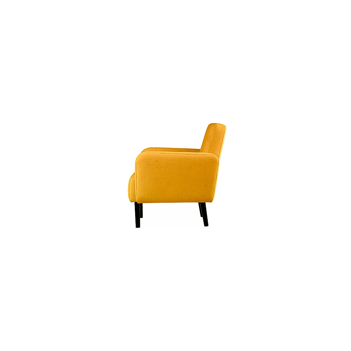 Canapé trois places meet® by Paperflow LISBOA, revêtement tissu safran, piétement noir, L 1760 x P 815 x H 830 mm