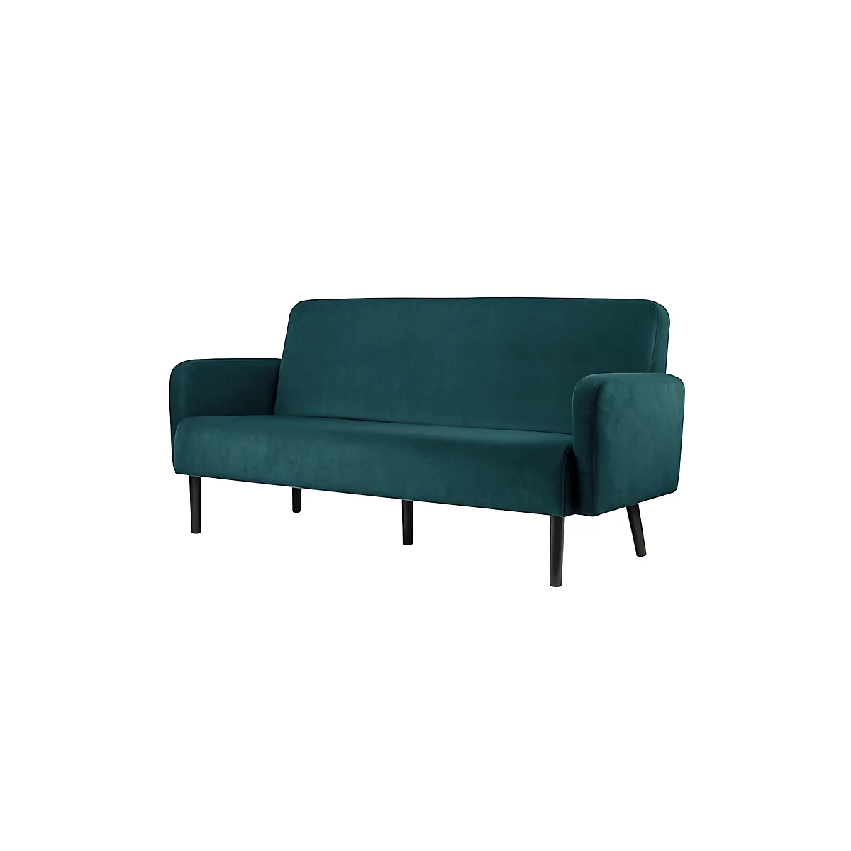 Canapé trois places meet® by Paperflow LISBOA, revêtement velours vert, piétement noir, L 1760 x P 815 x H 830 mm