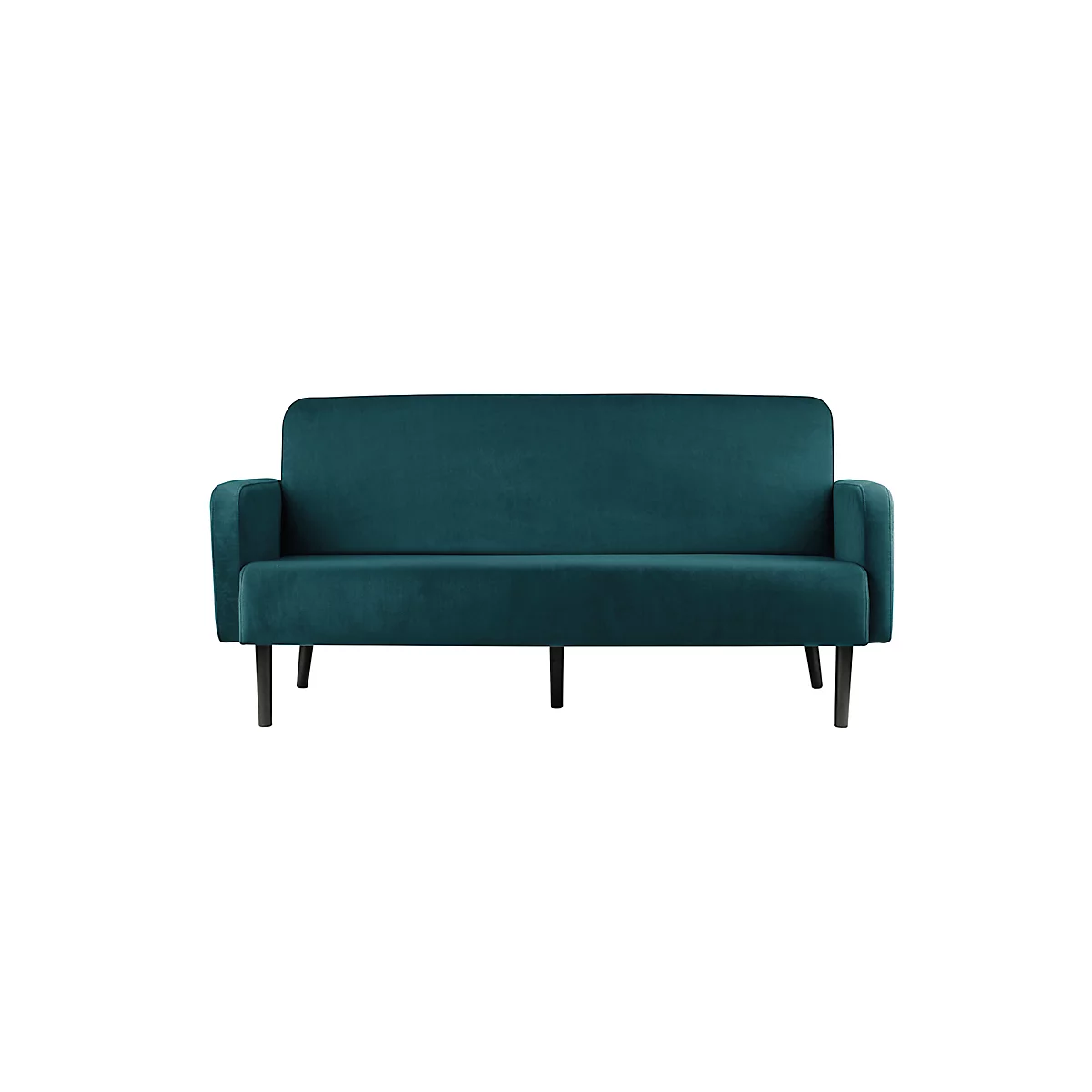 Canapé trois places meet® by Paperflow LISBOA, revêtement velours vert, piétement noir, L 1760 x P 815 x H 830 mm