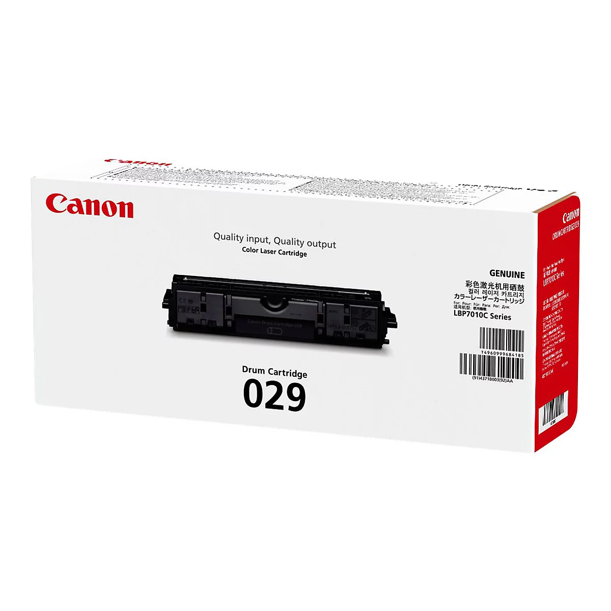 Fotografie einer Canon-Trommelkartusche, verpackt in einem weiÃŸen Karton mit rotem Canon-Logo.