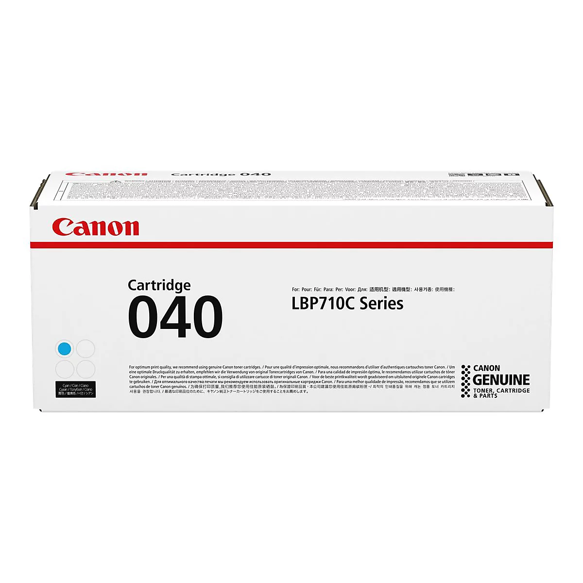 WeiÃŸer Karton mit Canon-Schriftzug und der Aufschrift Cartridge 040.