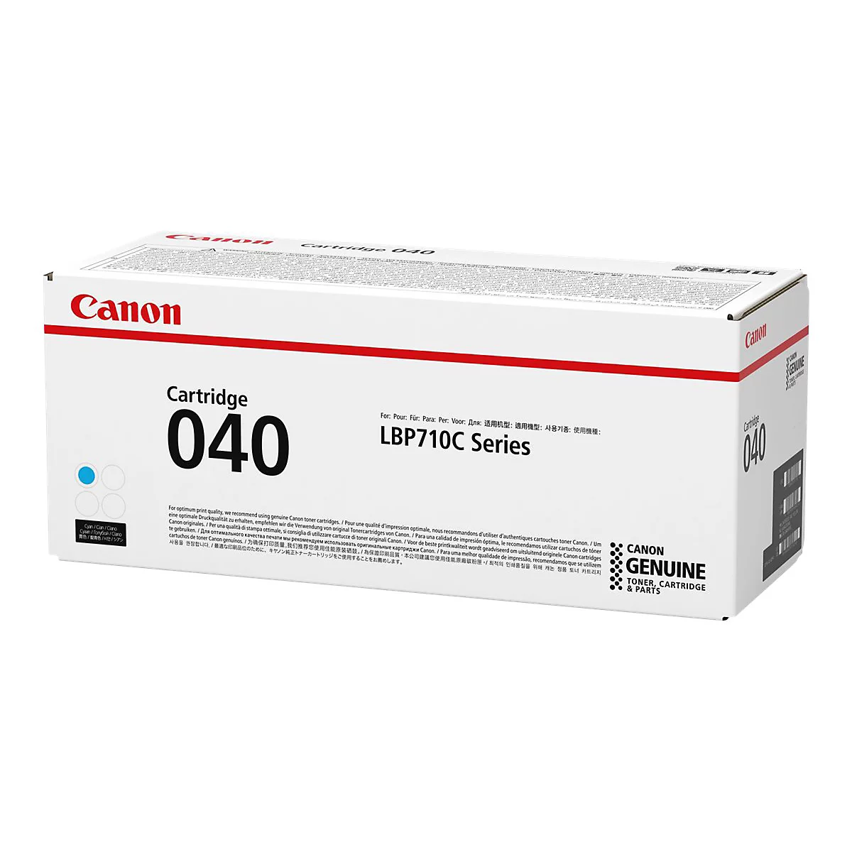 Canon Tonerkartusche 040 in der weiÃŸen Box. Aufdruck: Cartridge 040, Canon, LBP710C Series.