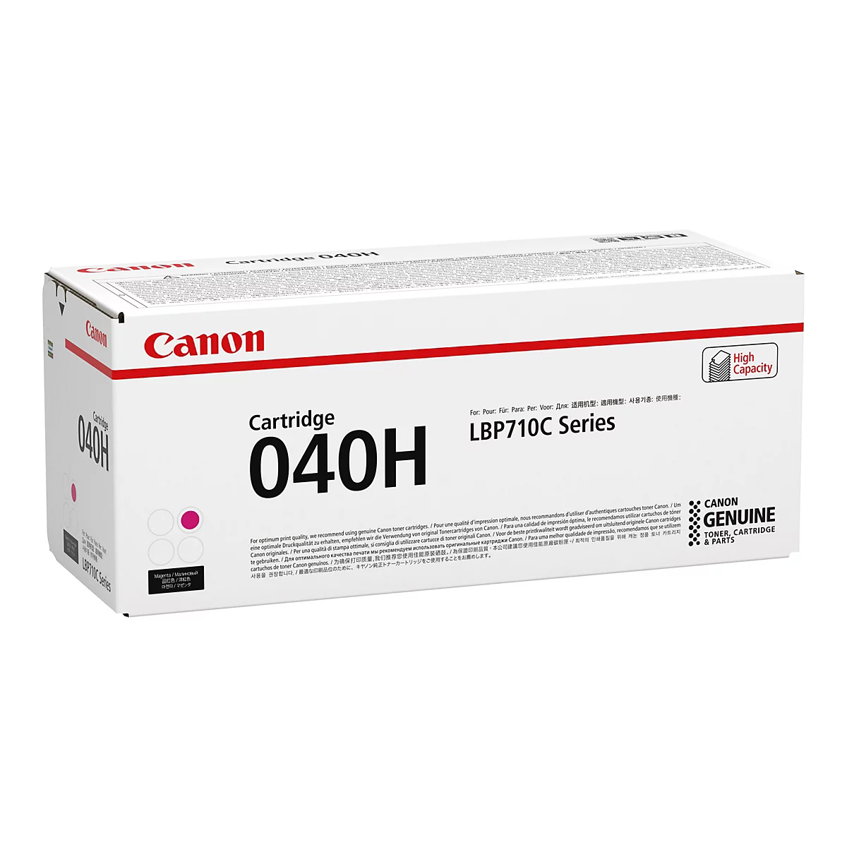 Eine weiÃŸe Canon-Kartuschenbox. Auf der Box steht Cartridge 040H.