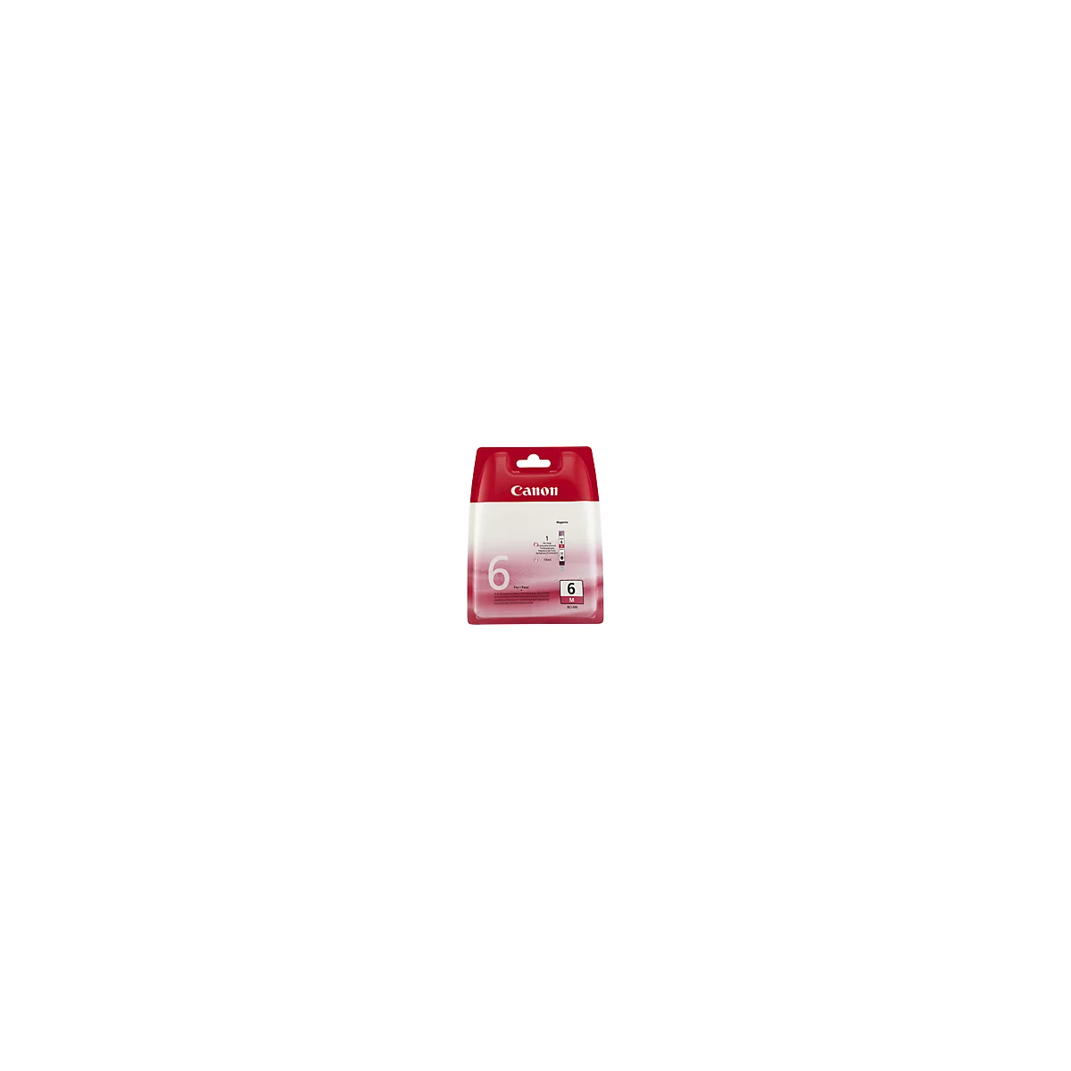 Canon-Tintenpatrone Nr. 6 in Magenta. Verpackung mit Produktinformationen.