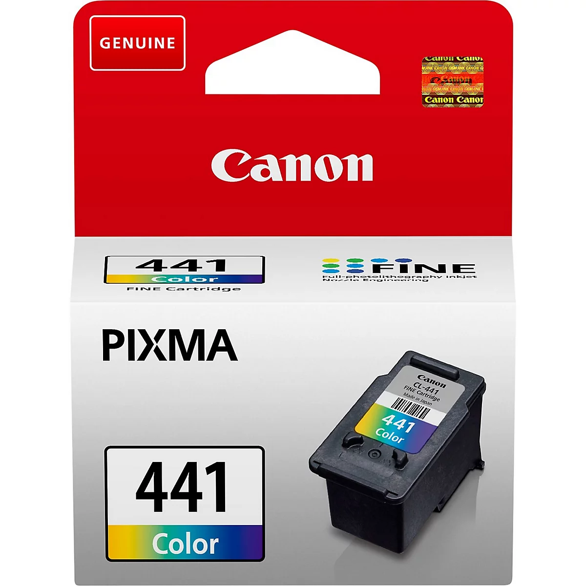 Verpackung einer Canon CL-441 Tintenpatrone mit Produktbild und Schriftzug.