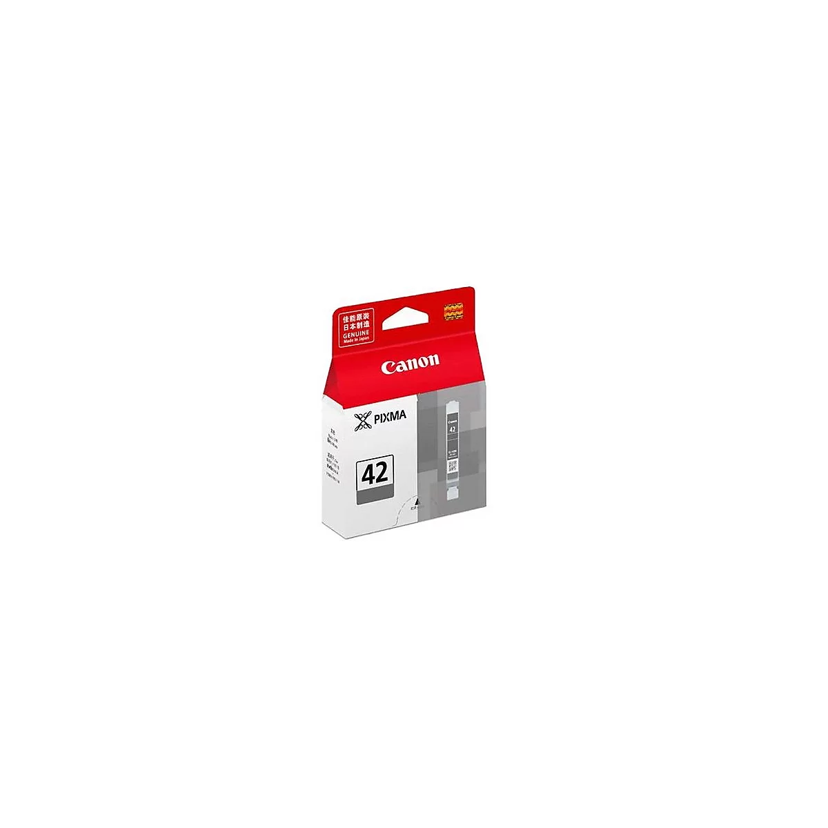 Canon Druckerpatrone in roter und weißer Verpackung. Aufgedruckt sind Logos und die Nummer 42.