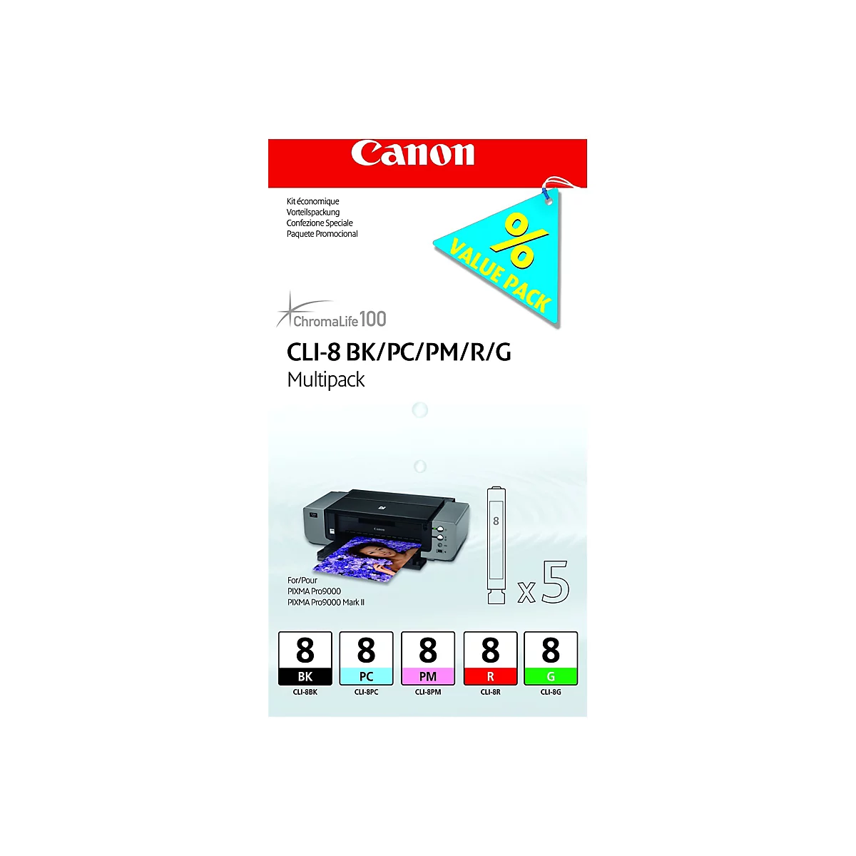 Canon Druckerpatronen-Multipack mit Drucker, Tintenpatronen und Text: Value Pack.
