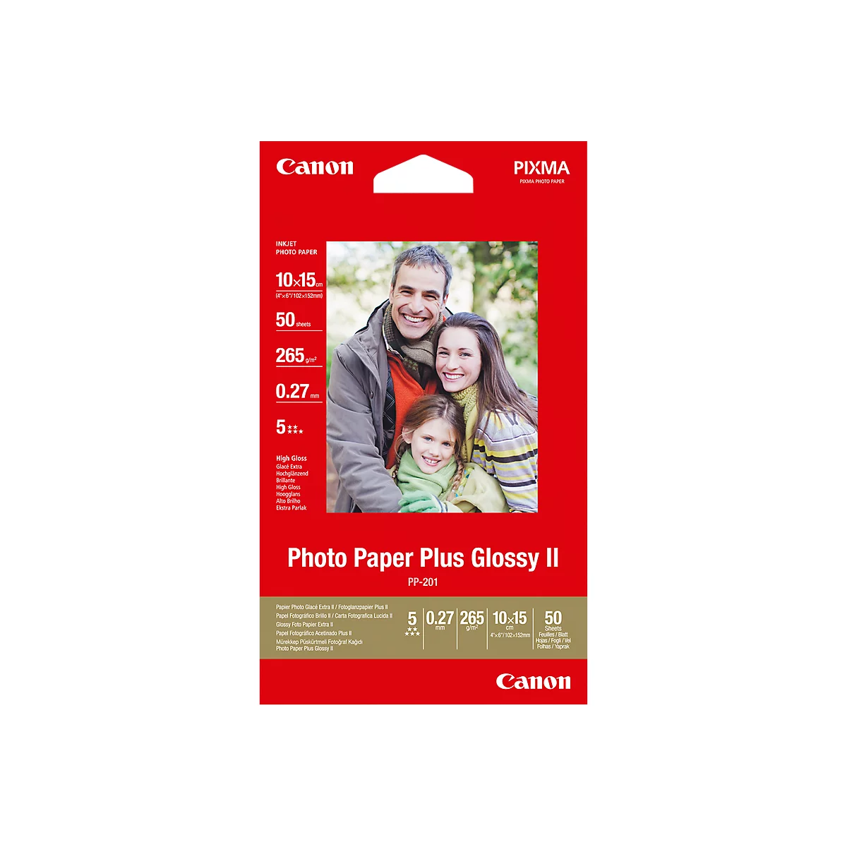 Canon Fotopapier Plus Glossy II PP-201, 265 g/m², 50 Blatt, 10 x 15 cm