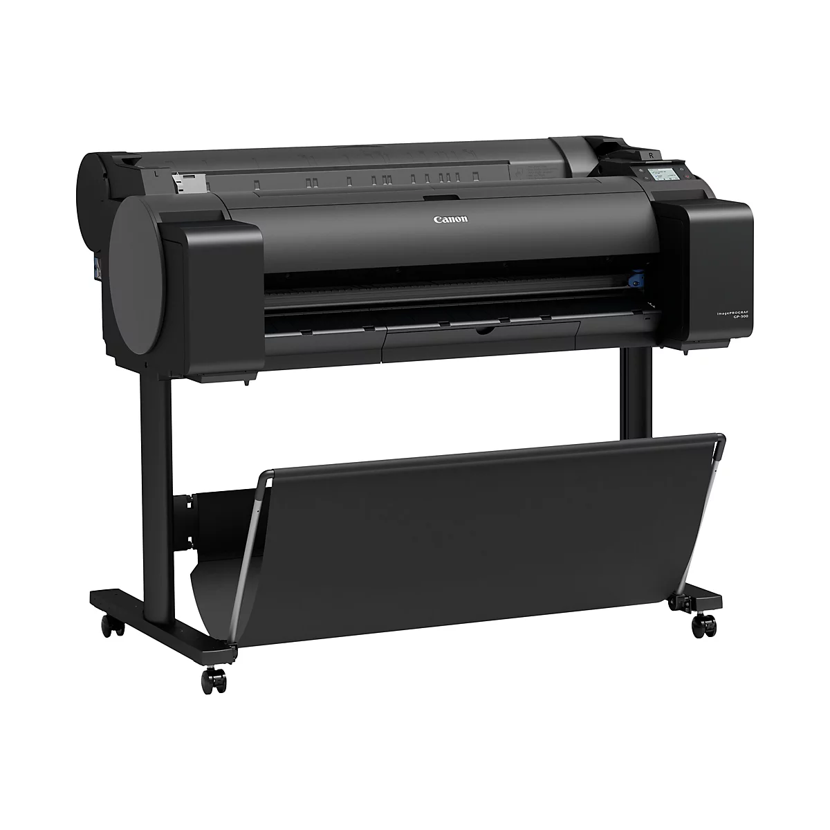Schwarzer Großformatdrucker auf Rollen, Canon ImagePROGRAF GP-300.