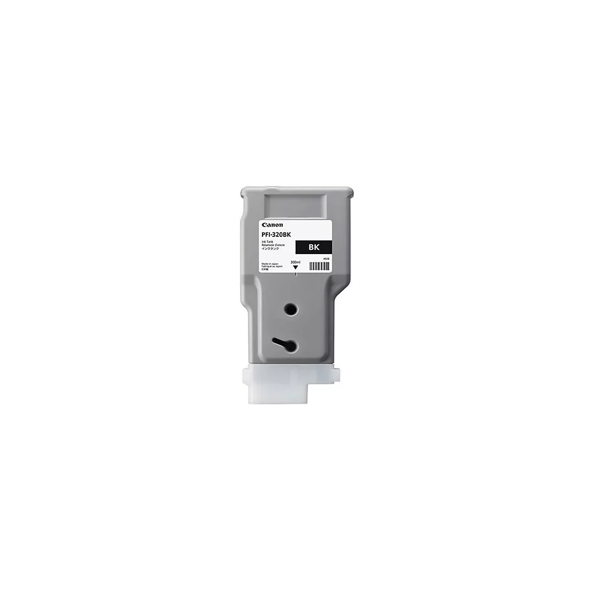 Cartouche d'encre Canon grise PFI-320BK avec marquages BK et 200ml.