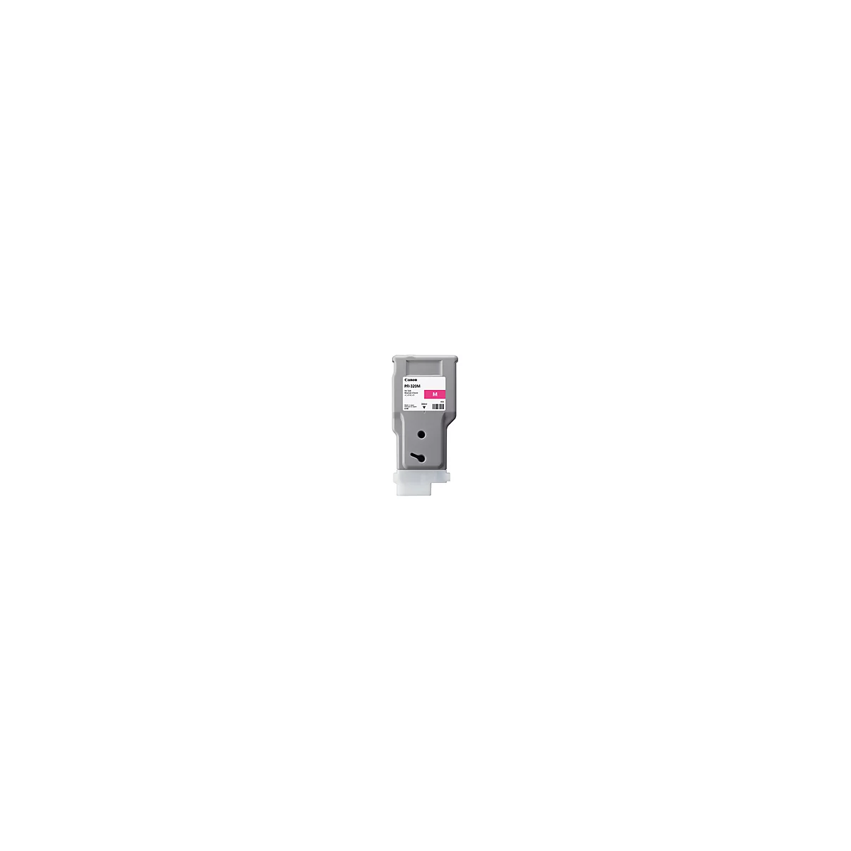 Grauer Canon Tintenbehälter mit pinkfarbenem "M". Aufschrift PFI-320M, 300ml.