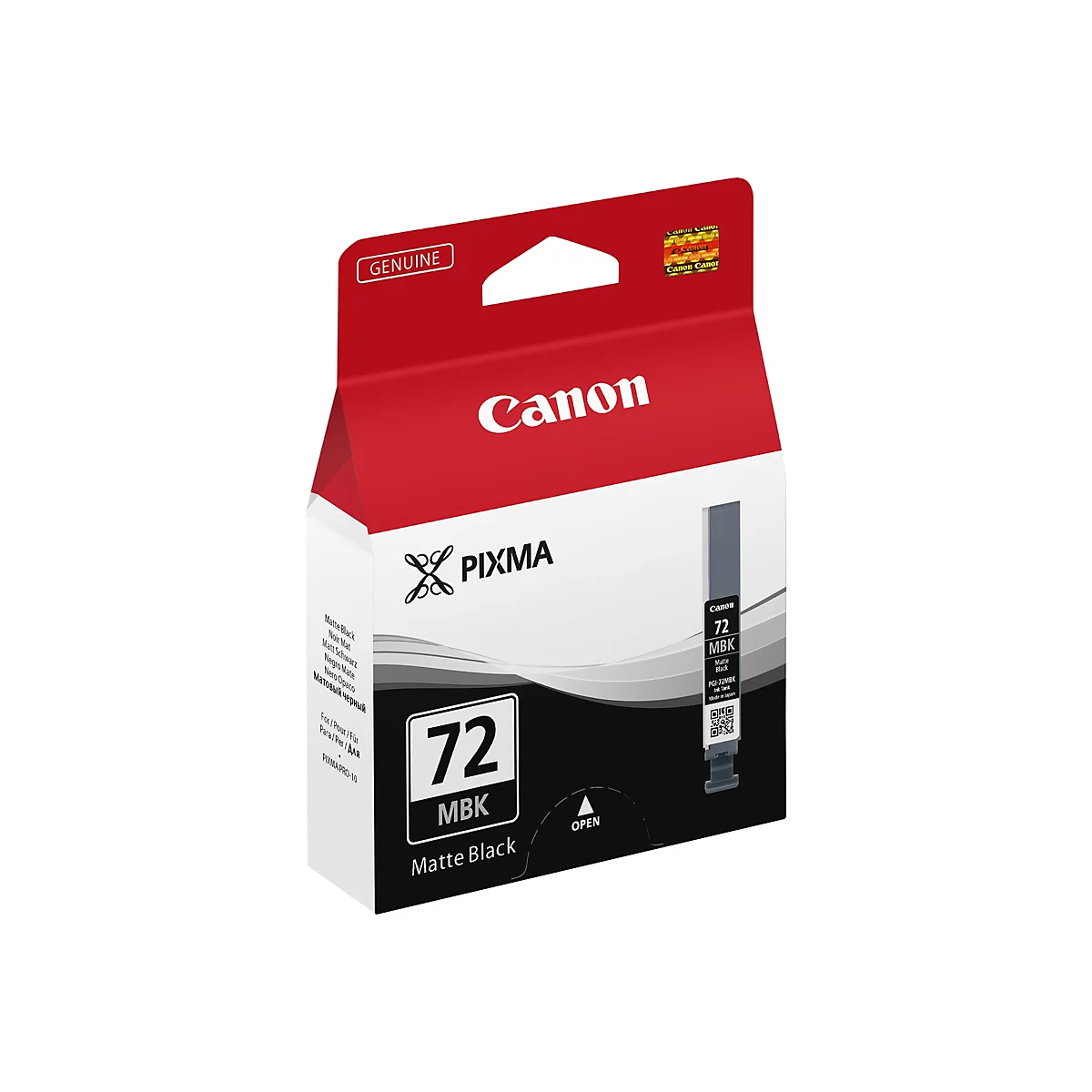 Canon Tintenpatrone MBK Matte Black. Rote und weiÃŸe Verpackung mit Markenlogo und Produktbezeichnung.
