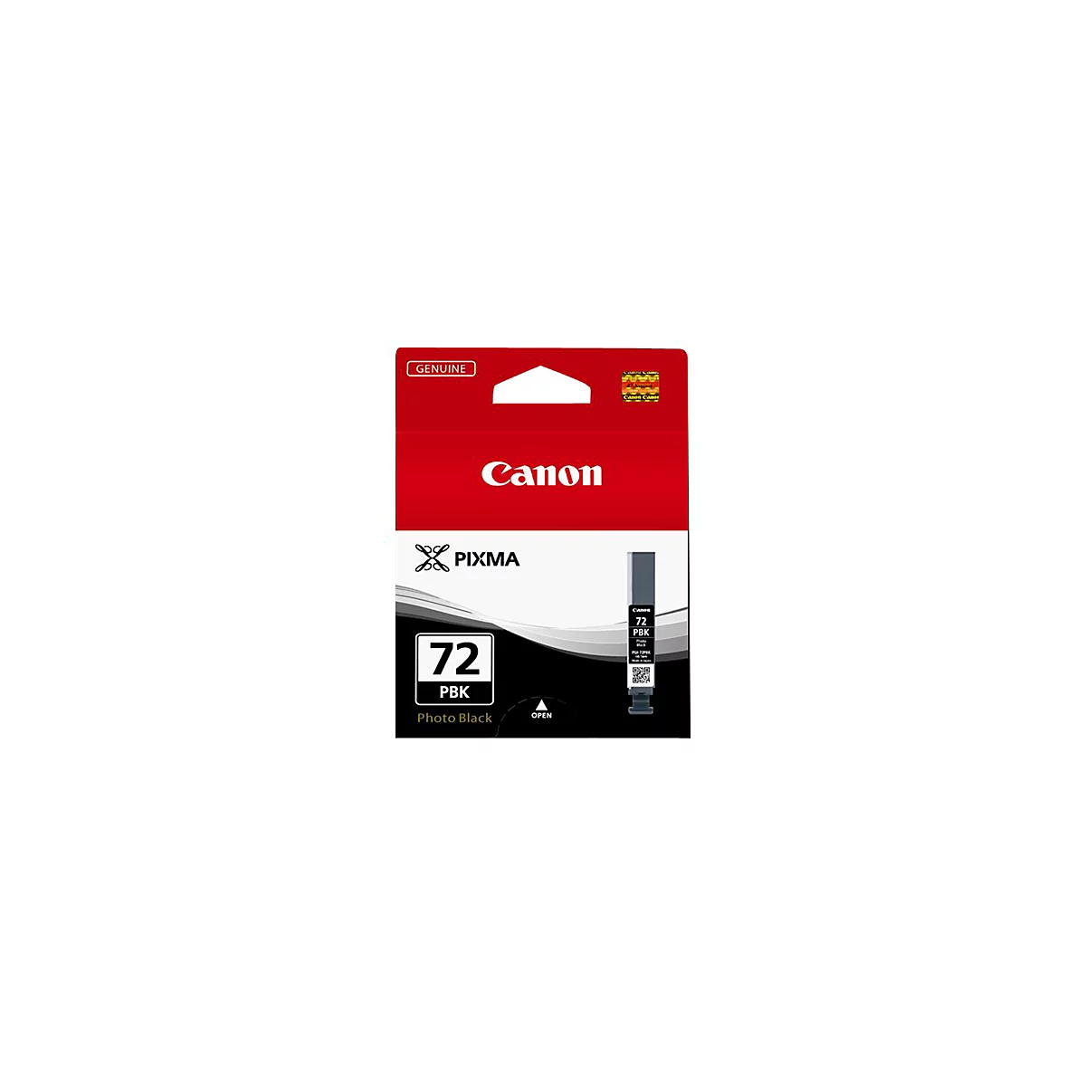 Canon Tintenpatrone, rot-weiÃŸes Design. Aufdruck 72 PBK Photo Black.