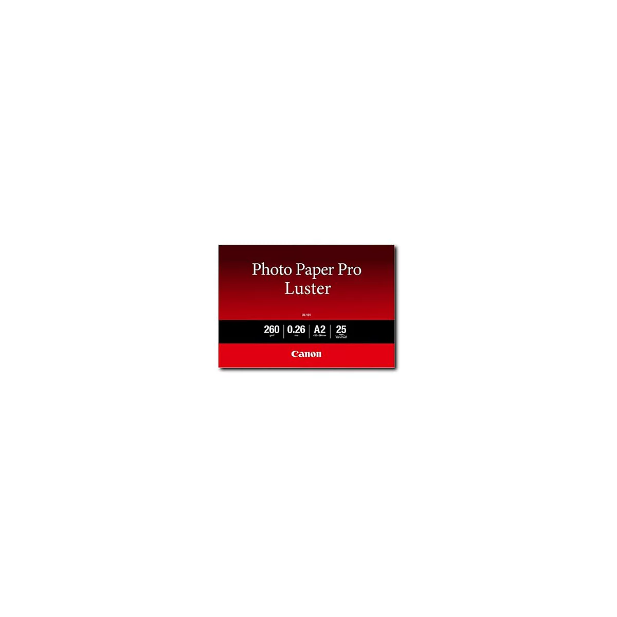 Canon Photo Paper Pro Luster LU-101 Verpackung im A2 Format mit 25 Blatt.
