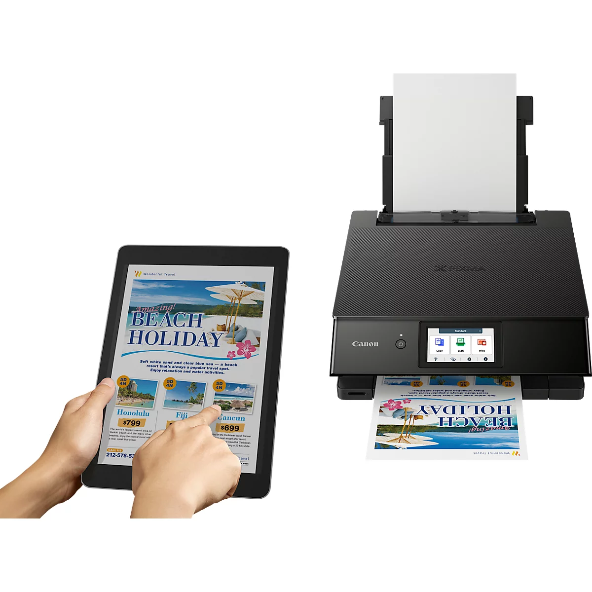 Canon PIXMA TS8750 multifunctionele printer, 3 in 1, USB/WLAN/Cloud/SDCard, automatisch dubbelzijdig/mobiel printen, tot A4, incl. 6 inktcartridges, zwart
