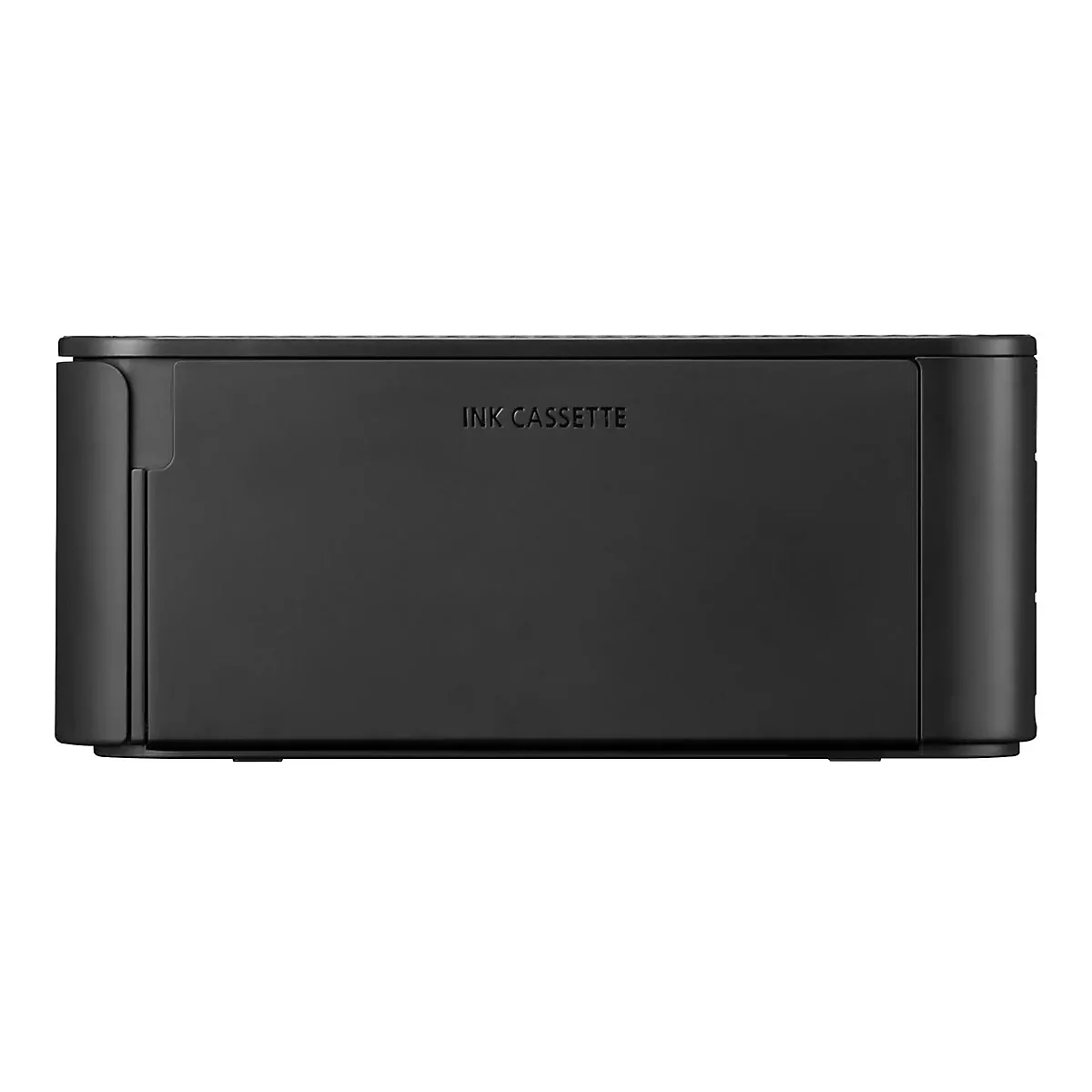 Schwarze Tintenpatrone, die das Wort INK CASSETTE trägt.