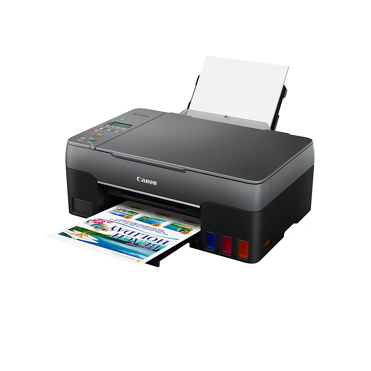Canon Tintenstrahl-Multifunktionsdrucker PIXMA G2560 MegaTank, Schwarzweiß/Farbe, 3-in-1, USB, Duplex, bis A4, inkl. CMYK-Flaschen