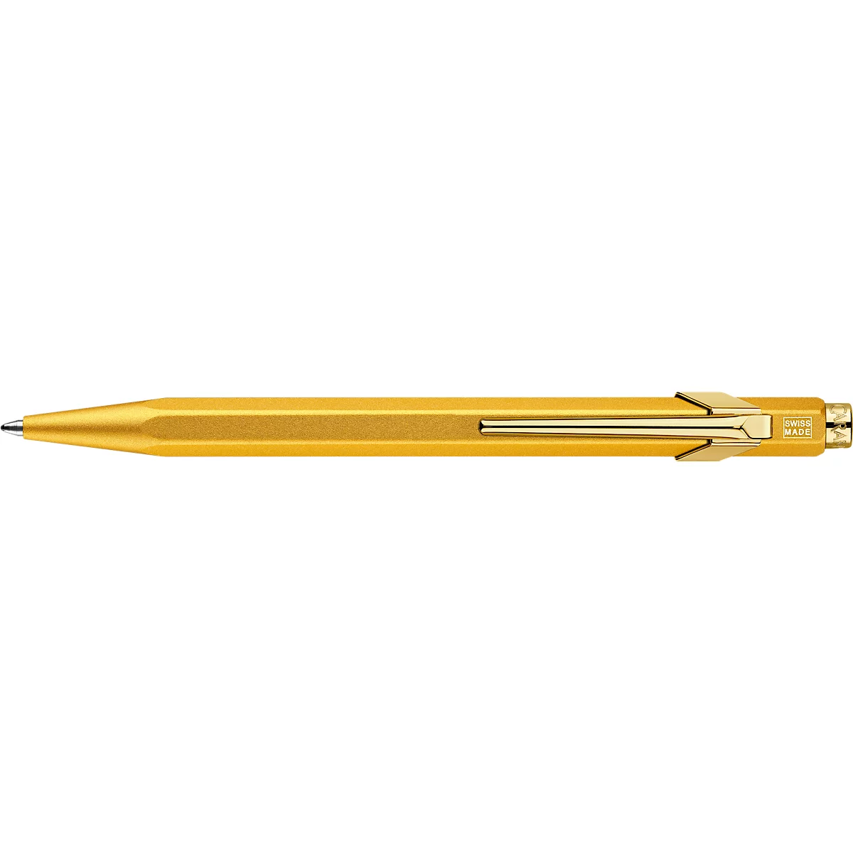 Goldener Kugelschreiber, nah aufgenommen.