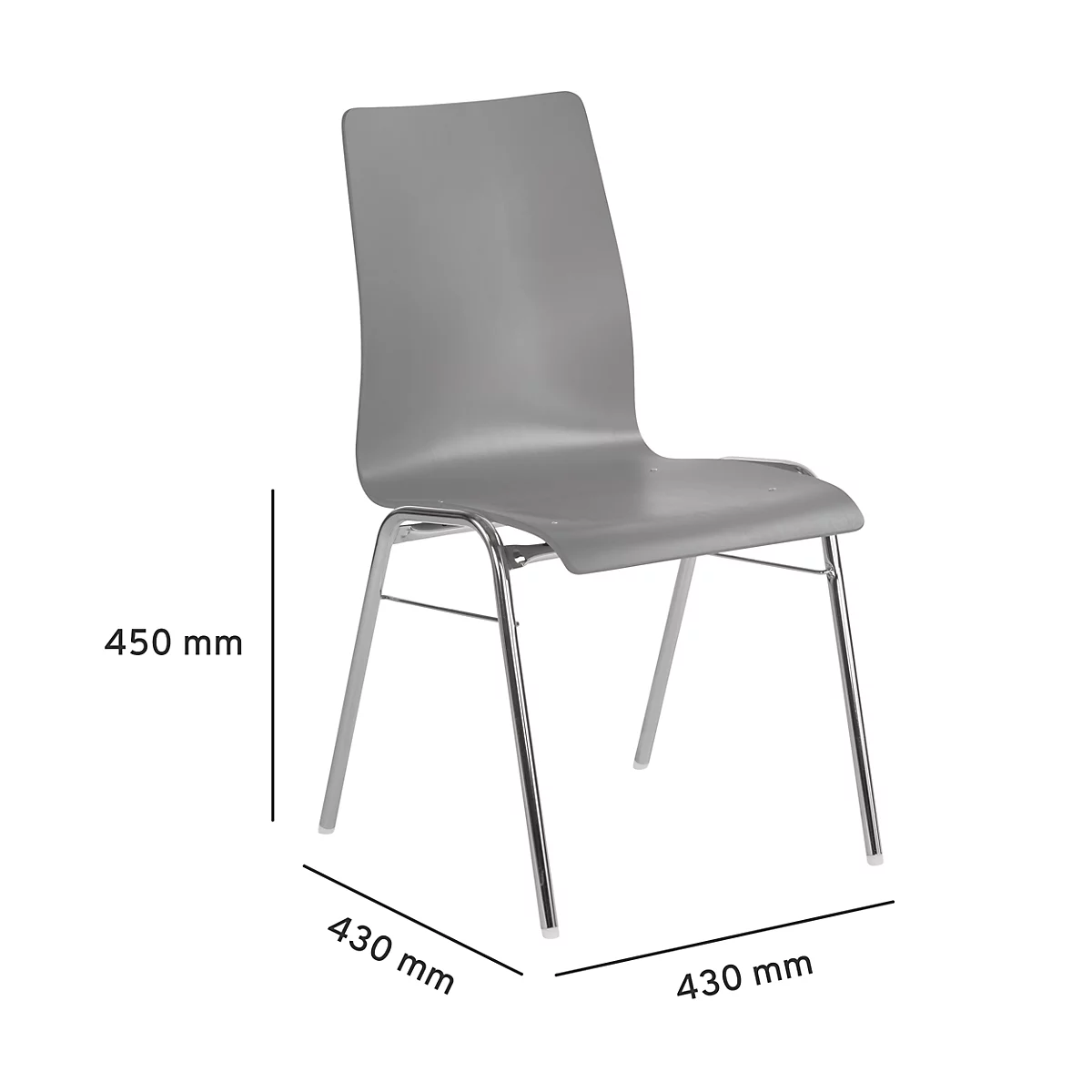 Carcasa de silla 720, apilable, carcasa de asiento cónica, gris