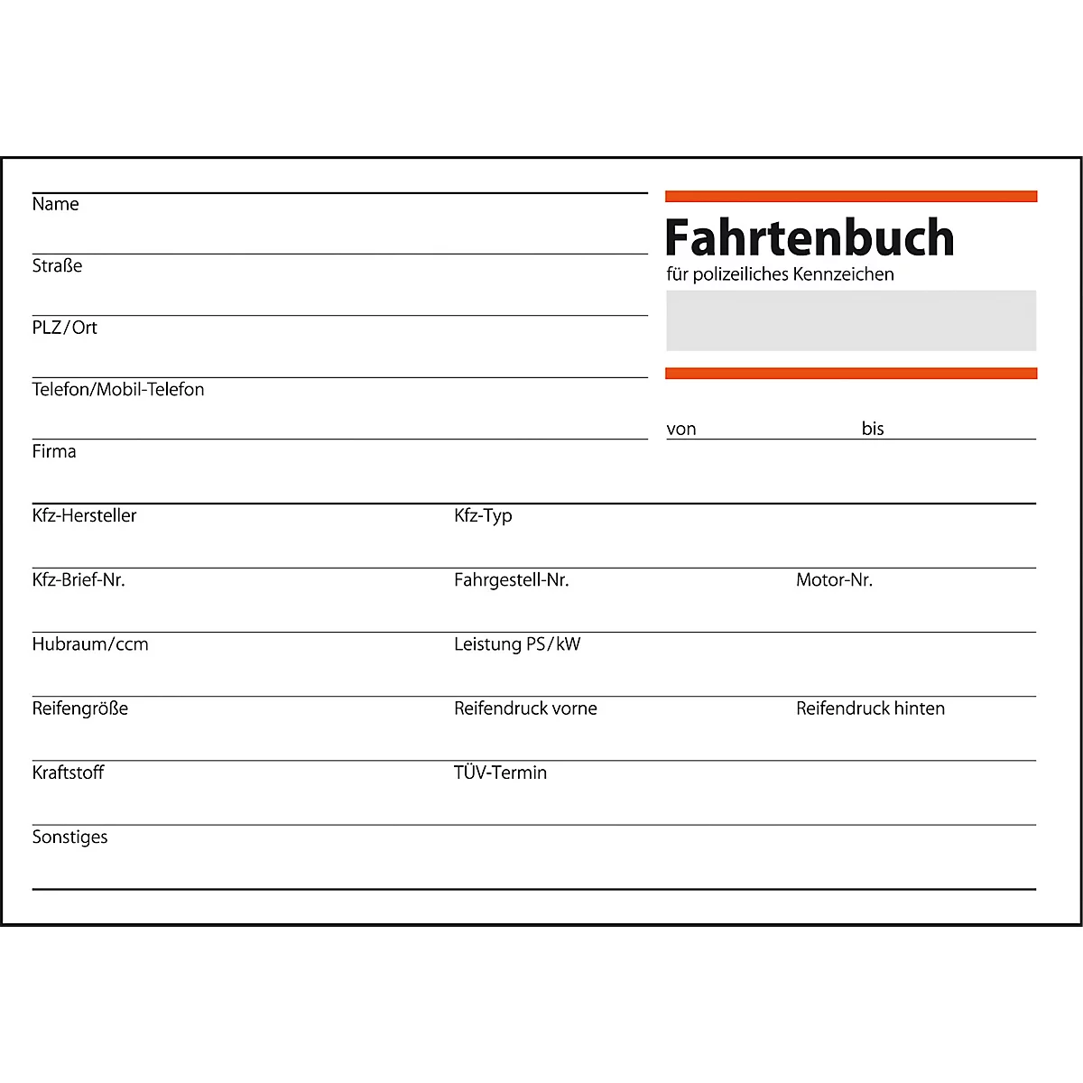 Carnet de bord pour véhicule utilitaire Sigel, A6 paysage, 40 feuilles d'env. 430 trajets, 2 p + 1 GRATUIT