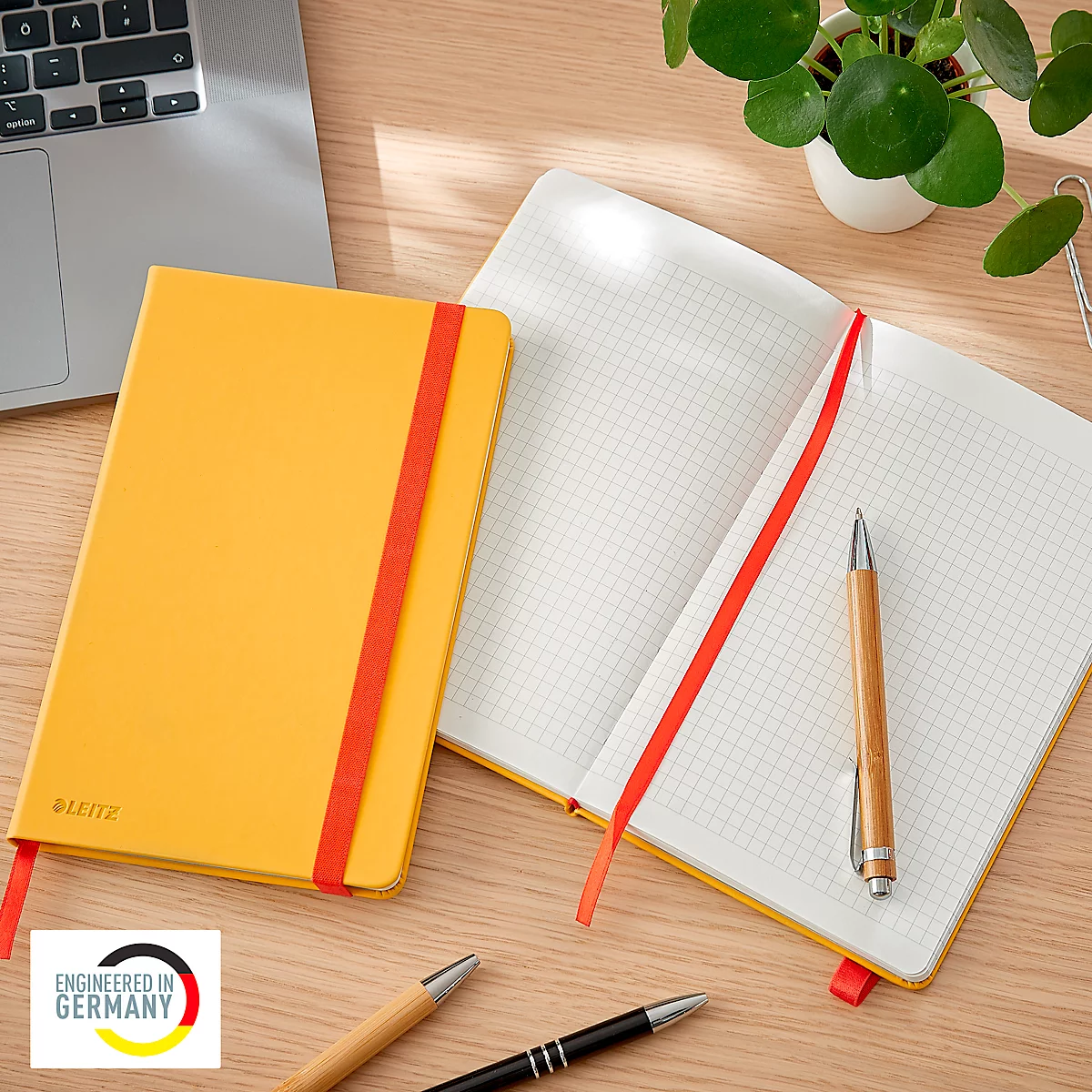 Carnet de notes Leitz Cosy, DIN A5, quadrillé, papier 100 g/m², 80 feuilles, couverture rigide, jaune