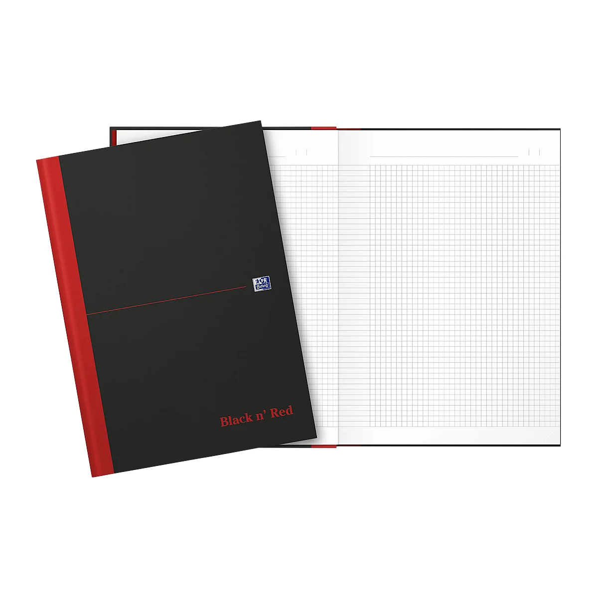 Carnet de notes OXFORD B&amp;R DIN A4, quadrillé, 96 feuilles, noir/rouge