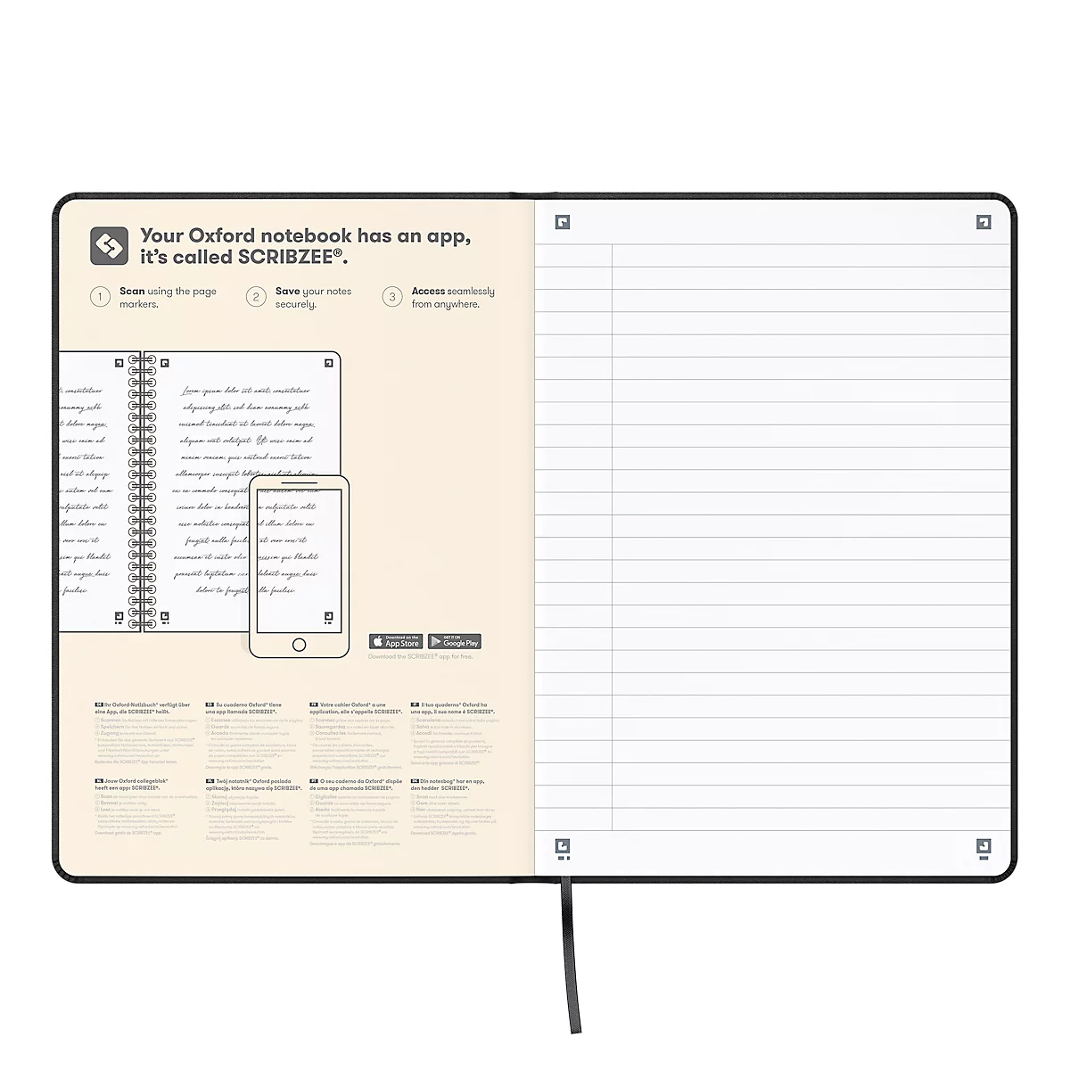 Carnet de notes Oxford Signature, DIN A5, 80 feuilles, ligné, avec marge gauche, Optik Paper®, bleu foncé